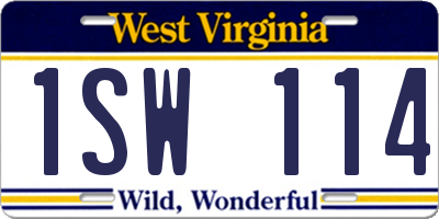 WV license plate 1SW114