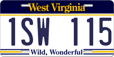 WV license plate 1SW115