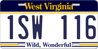 WV license plate 1SW116