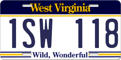 WV license plate 1SW118