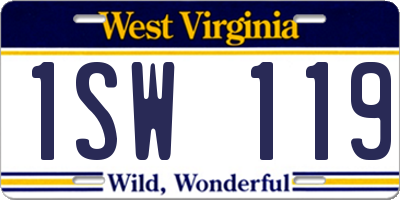 WV license plate 1SW119