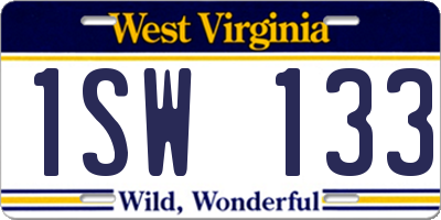 WV license plate 1SW133