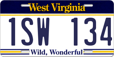 WV license plate 1SW134