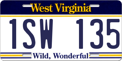 WV license plate 1SW135