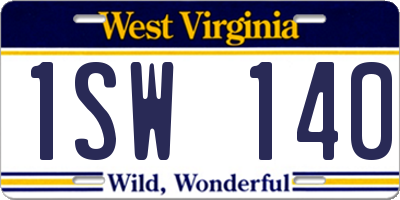 WV license plate 1SW140