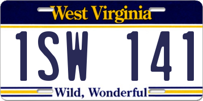 WV license plate 1SW141
