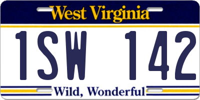 WV license plate 1SW142