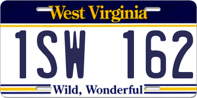 WV license plate 1SW162