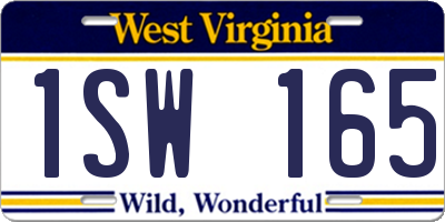 WV license plate 1SW165