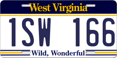 WV license plate 1SW166