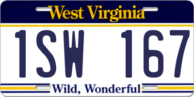 WV license plate 1SW167