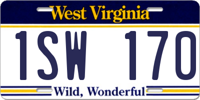 WV license plate 1SW170