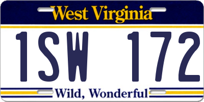 WV license plate 1SW172