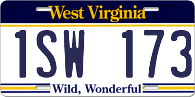 WV license plate 1SW173