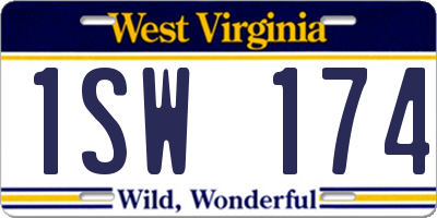 WV license plate 1SW174