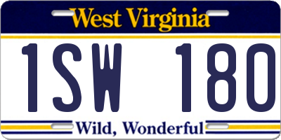 WV license plate 1SW180