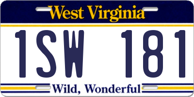 WV license plate 1SW181
