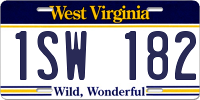 WV license plate 1SW182