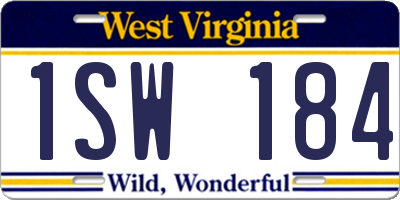 WV license plate 1SW184