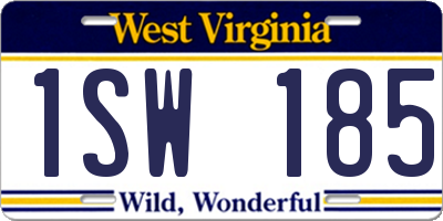 WV license plate 1SW185