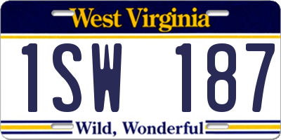 WV license plate 1SW187