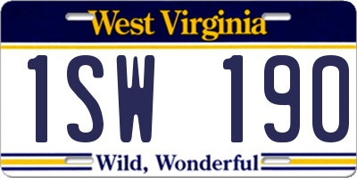 WV license plate 1SW190