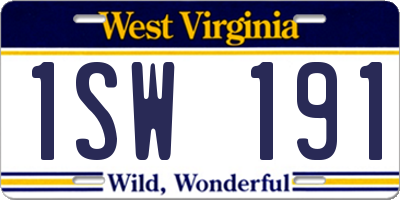 WV license plate 1SW191