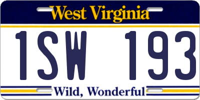 WV license plate 1SW193