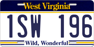 WV license plate 1SW196