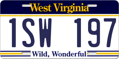 WV license plate 1SW197