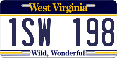 WV license plate 1SW198