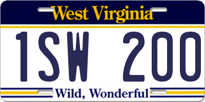 WV license plate 1SW200