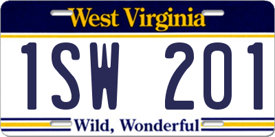 WV license plate 1SW201