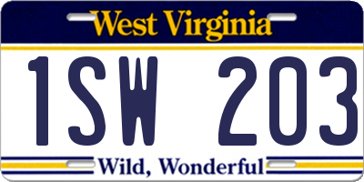 WV license plate 1SW203