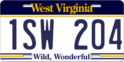 WV license plate 1SW204