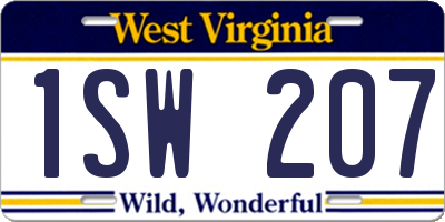WV license plate 1SW207