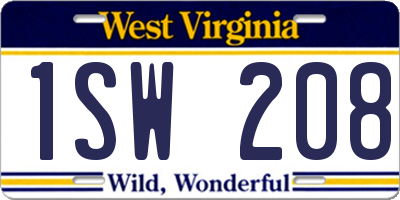 WV license plate 1SW208