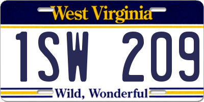 WV license plate 1SW209