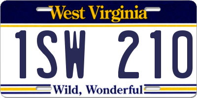 WV license plate 1SW210