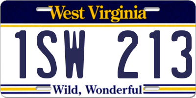 WV license plate 1SW213