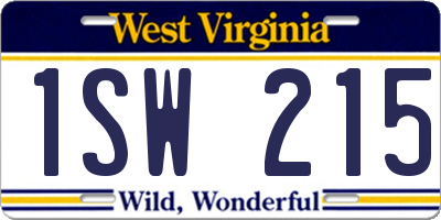 WV license plate 1SW215