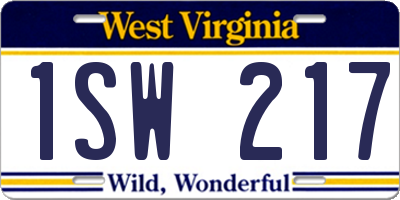 WV license plate 1SW217