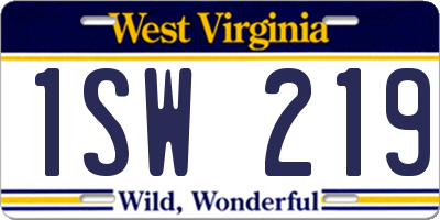 WV license plate 1SW219
