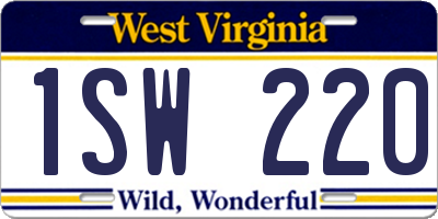 WV license plate 1SW220