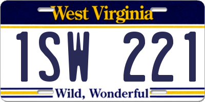 WV license plate 1SW221