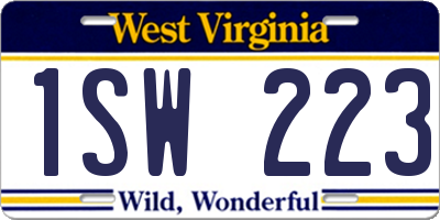 WV license plate 1SW223