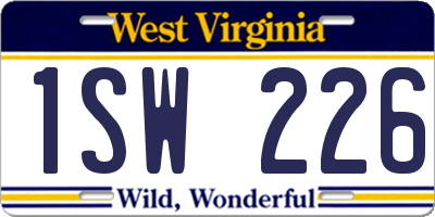 WV license plate 1SW226