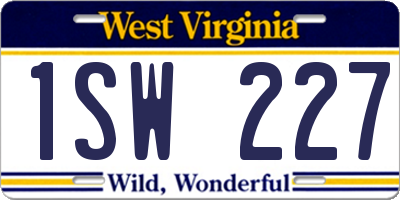 WV license plate 1SW227