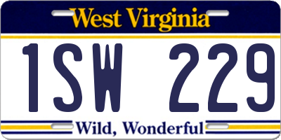 WV license plate 1SW229