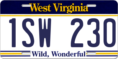 WV license plate 1SW230